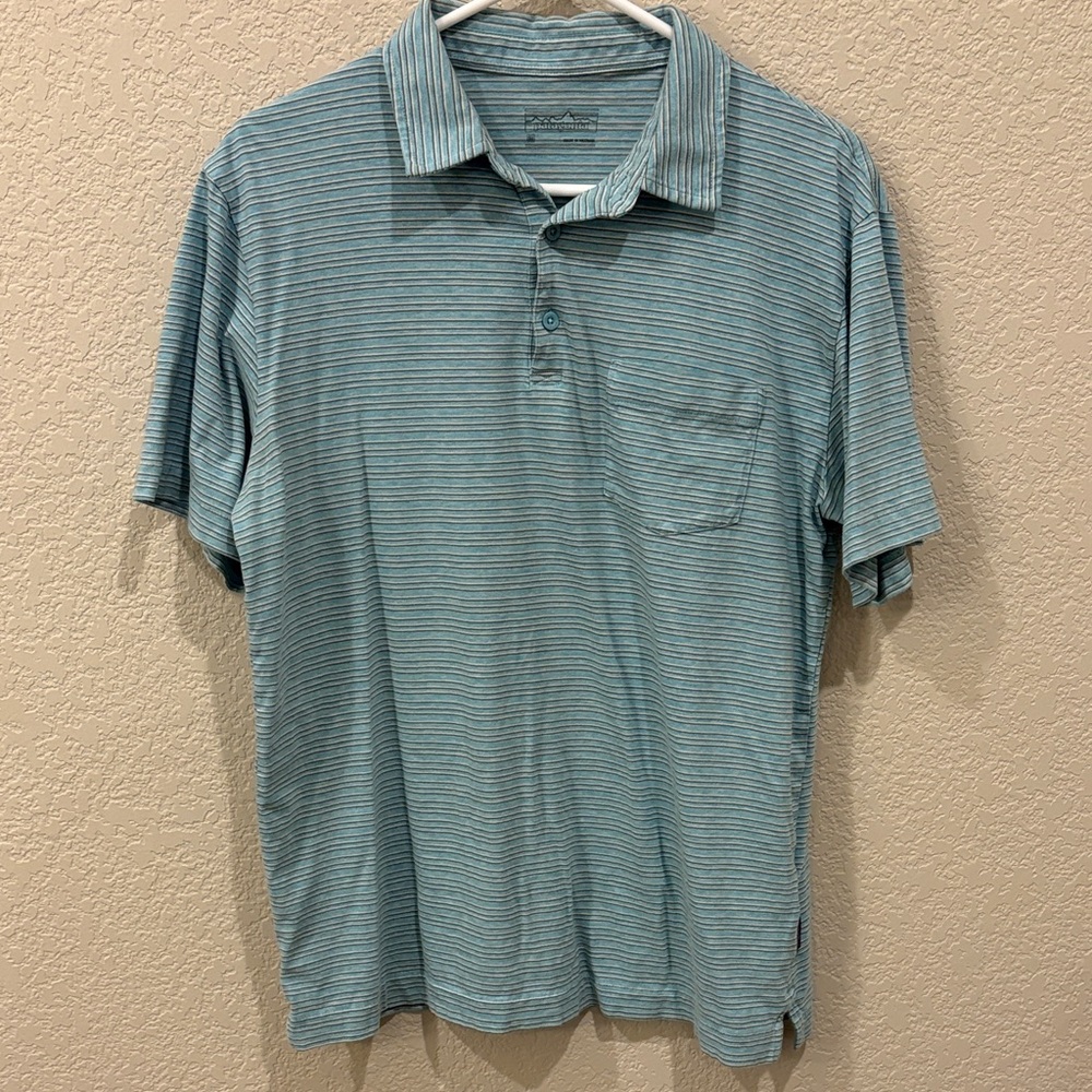 Men's Patagonia Striped Polo Shirt - Medium - Light Blue